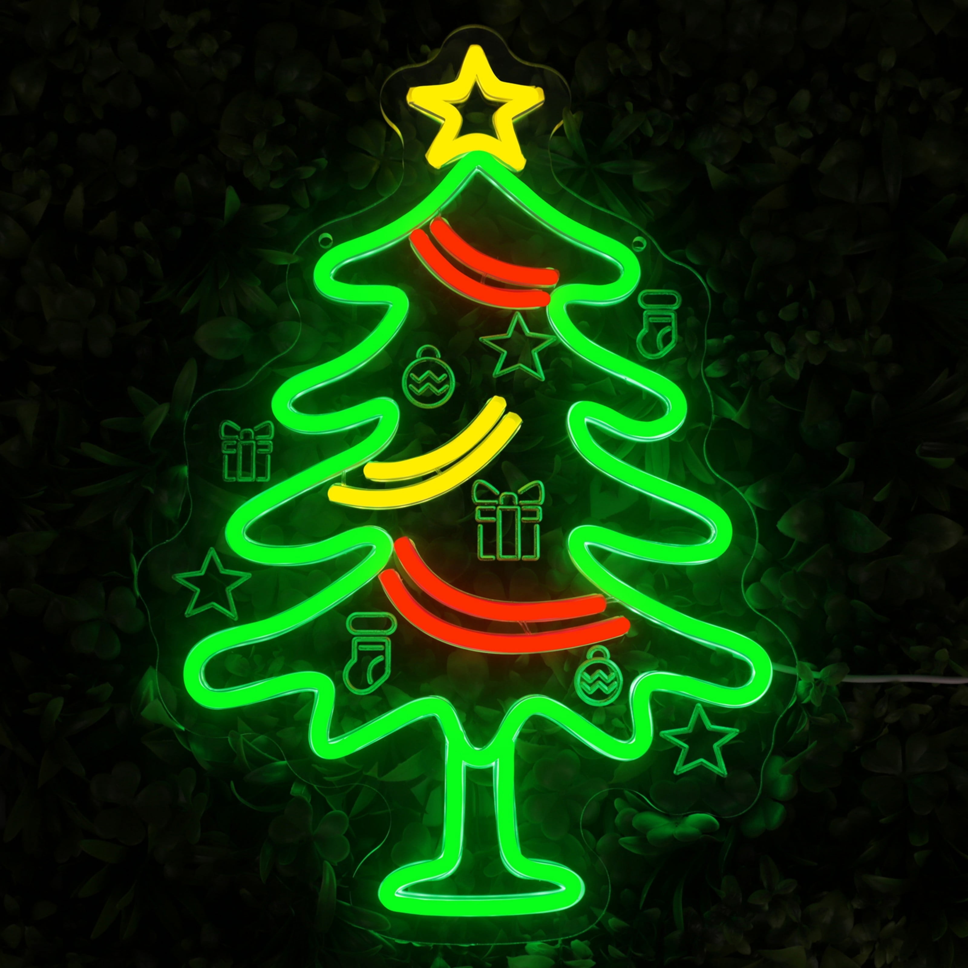 UPONRAY Christmas Tree Neon Signs, 15.7"*11" Dimmable & USB-Powered LED Neon Light, Stylish Wall Decor for Christmas Tree, Bed Room, Living Room, Party, Bar