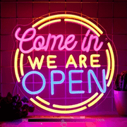Lavish Cover Come In We're Open Neon Sign,USB Operated Open Light Signs for Business,LED Neon Sign Hanging Window Wall Decor Open Signs for Business Shop Restaurant Bar Shop Coffee Salon Hotel Store