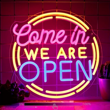 Lavish Cover Come In We're Open Neon Sign,USB Operated Open Light Signs for Business,LED Neon Sign Hanging Window Wall Decor Open Signs for Business Shop Restaurant Bar Shop Coffee Salon Hotel Store