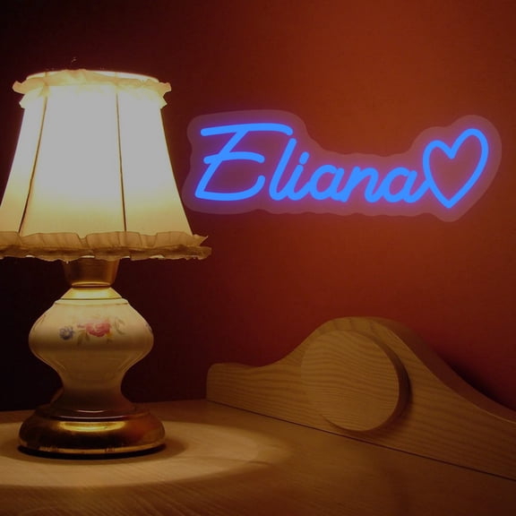 UPONRAY Single Line Custom Neon Signs with Heart, Usb Powered with Adjustable Brightness Wall Decor for Gifts, Dark Blue, 20 inch
