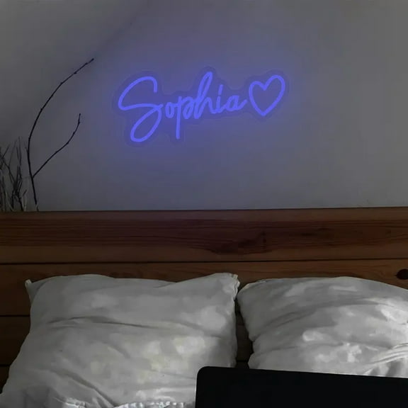 UPONRAY Single Line Custom Neon Signs with Heart, Usb Powered with Adjustable Brightness Wall Decor for Gifts, Dark Blue, 10 inch