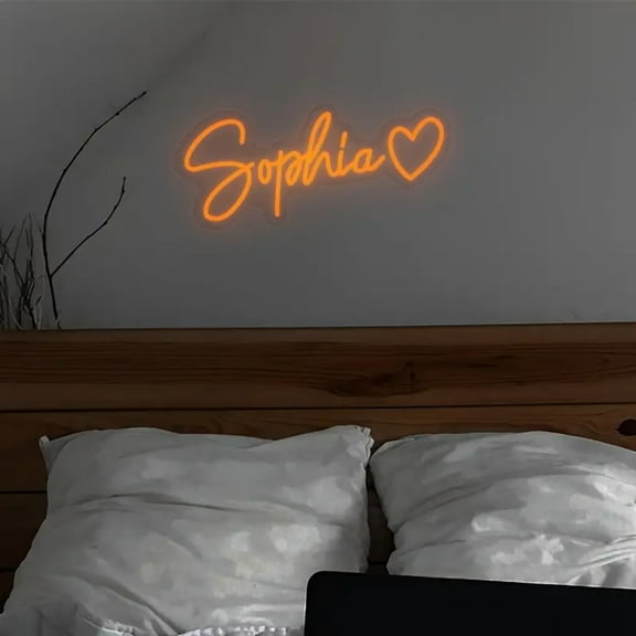 UPONRAY Single Line Custom Neon Signs with Heart, Usb Powered with Adjustable Brightness Wall Decor for Gifts, Orange, 5 inch