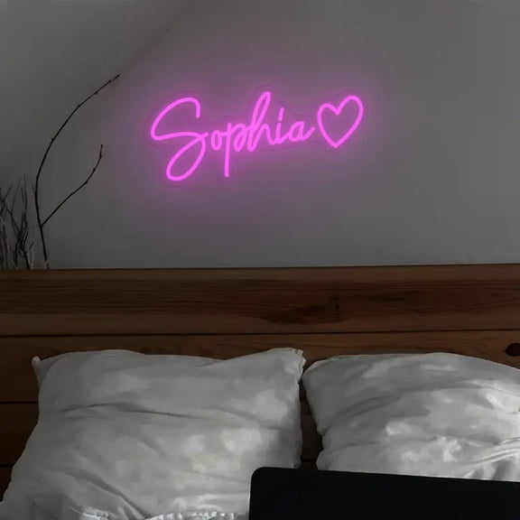UPONRAY Single Line Custom Neon Signs with Heart, Usb Powered with Adjustable Brightness Wall Decor for Gifts, RoseRed, 20 inch