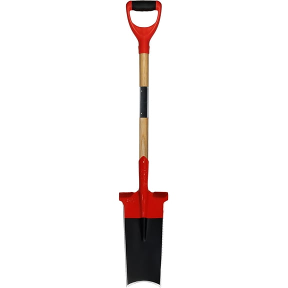 Lavish Cover D-Handle Garden Flat Shovel, 47.2" Detachable Wooden Handle, Crescent Serrated Head with Stepping Platform for Digging, Weeding & Transplanting