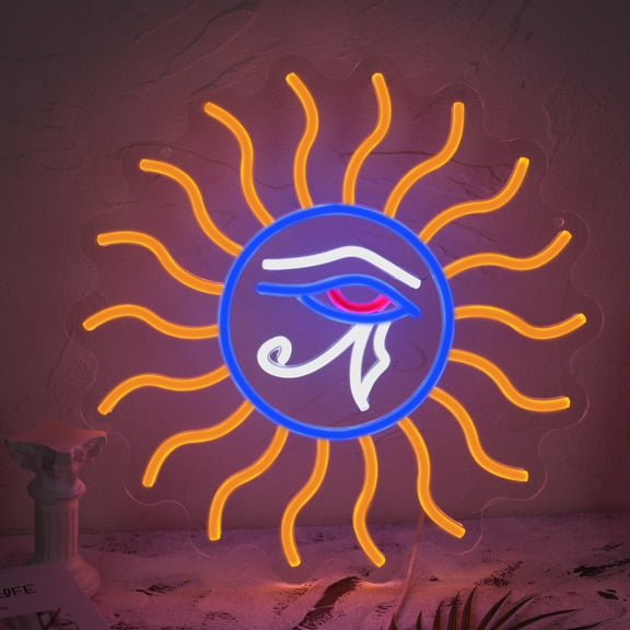 Y YUNHSOM Eye of Horus Sun Neon Sign, LED Adjustable Brightness Wall Decor for Room, Bar, Party(13.8"*13.8")