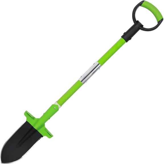 Lavish Cover Fiberglass-Handle Garden Digging Shovel, 41.3" Heavy Duty Manganese Steel with Serrated Edges, D-Grip & Wide Foot Platform for Planting, Weeding & Transplanting