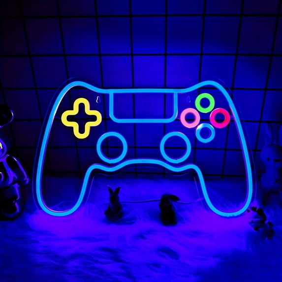 UPONRAY Gamepad Neon Signs, 16.14"*10.47" Dimmable & USB-Powered LED Neon Light, Stylish Wall Decor for Bedroom, Game Room, Man Cave, Internet Cafe, Arcade