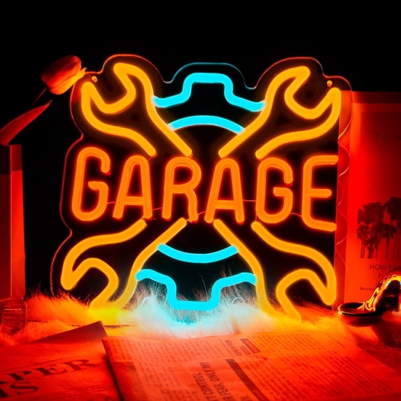 Y YUNHSOM Garage Neon Sign Wrench Neon Sign for Men, Dimmable Car Service Tools Neon Sign for Wall Decor,5v USB LED Garage Sign for Bedrooms Man Cave Car Store Workshop Car Room Birthday Dad Gift