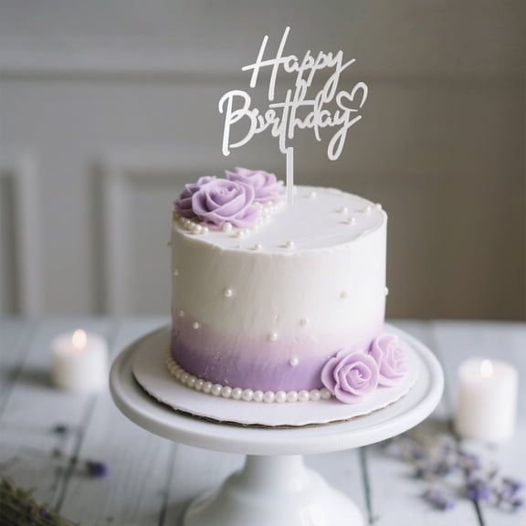 Lavish Cover "Happy Birthday" Acrylic Cake Topper, Handwritten Style with Heart Detail, Reusable Cake Decoration for Birthday Parties & Celebrations (Available in Black, White & Pink)