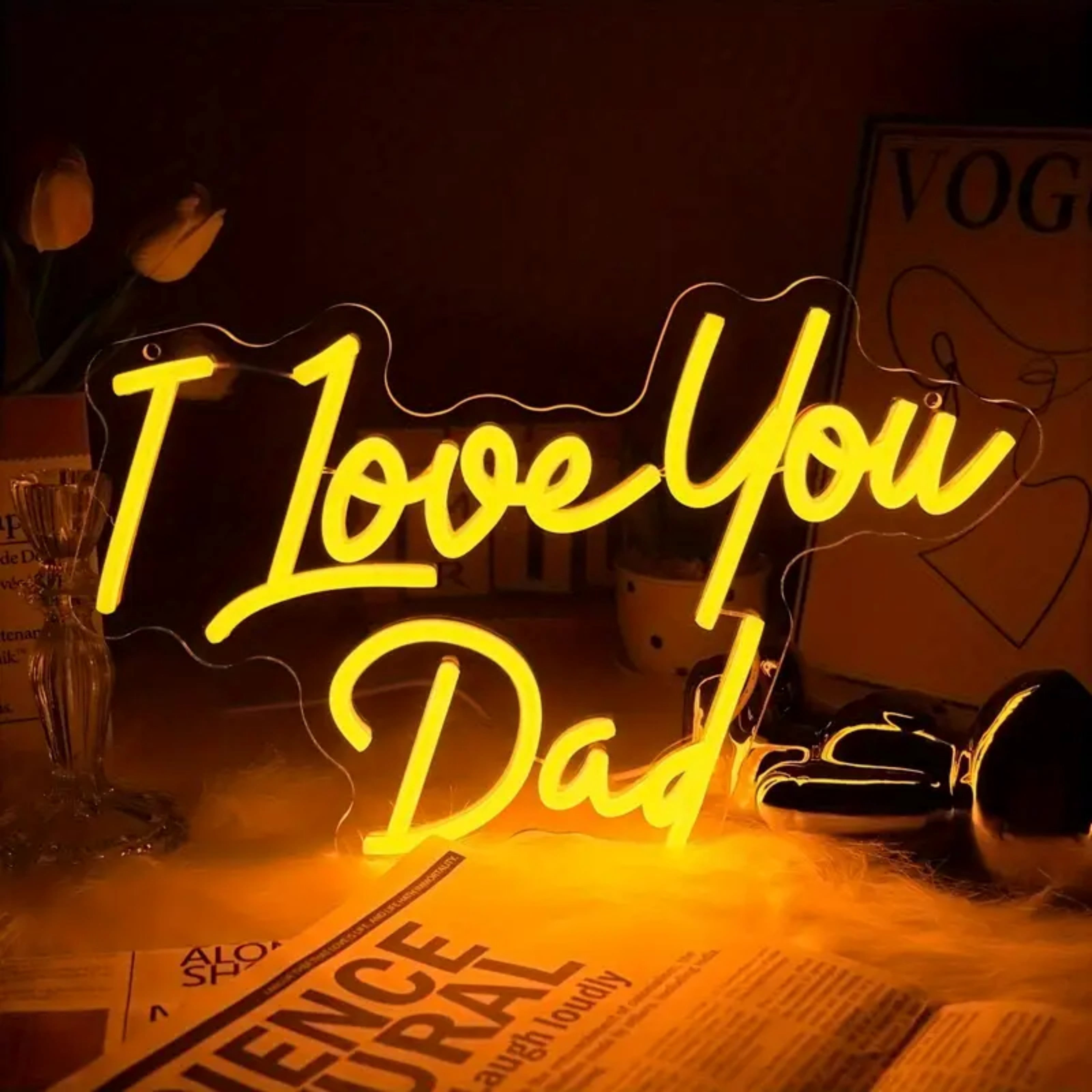 UPONRAY I Love You Dad Neon Signs, 15"*10.6" Dimmable & USB-Powered LED Neon Light, Stylish Wall Decor as gifts for Father's Day, Father's Birthday
