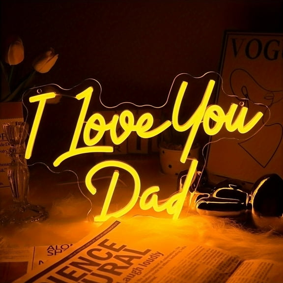 Y YUNHSOM I Love You Dad Neon Signs Romantic Words LED Neon Light, 15 * 10.6 inches USB Operated,Festival Decoration Wall Decoration,Father's Day Gift for Father