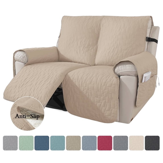 Lavish Cover Luxe Waterproof & Non-Slip Recliner Chair Cover, Washable Funiture Protectors for Kids, Pets(2-Seater, Beige)