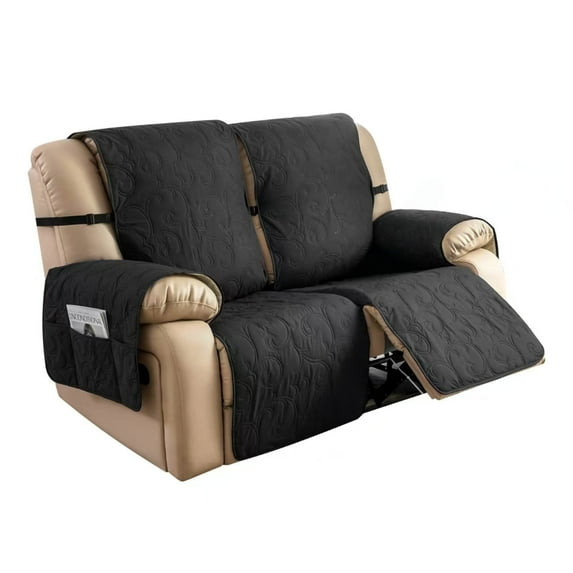 Lavish Cover Luxe Waterproof & Non-Slip Recliner Chair Cover, Washable Funiture Protectors for Kids, Pets(2-Seater, Black)