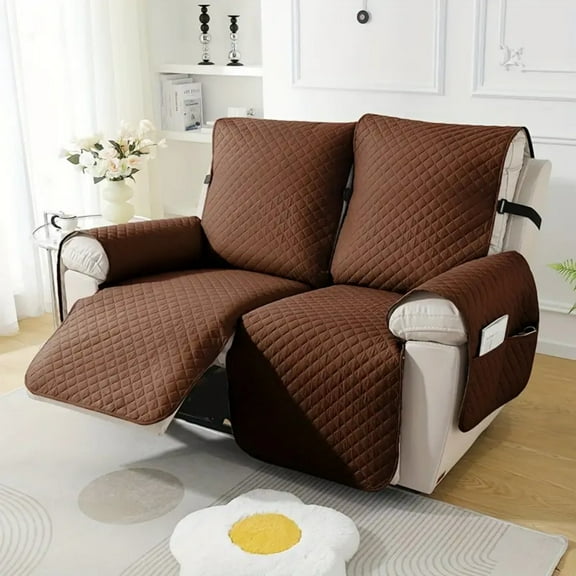 Lavish Cover Luxe Waterproof & Non-Slip Recliner Chair Cover, Washable Funiture Protectors for Kids, Pets(2-Seater, Coffee)