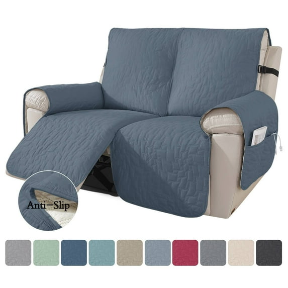 Lavish Cover Luxe Waterproof & Non-Slip Recliner Chair Cover, Washable Funiture Protectors for Kids, Pets(2-Seater, Gray Blue)