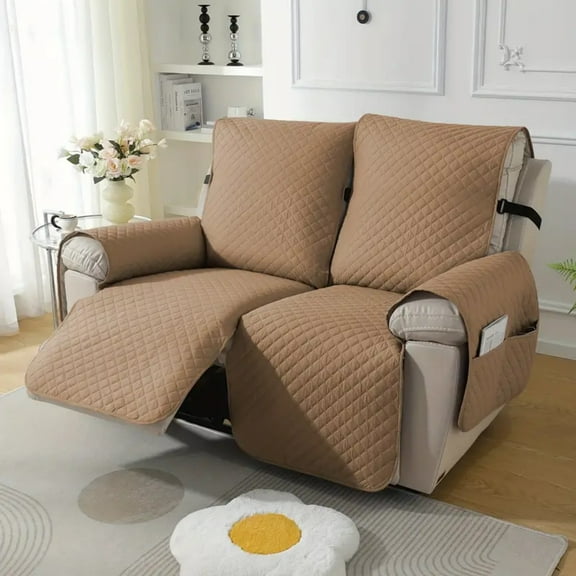 Lavish Cover Luxe Waterproof & Non-Slip Recliner Chair Cover, Washable Funiture Protectors for Kids, Pets(2-Seater, Light Coffee)