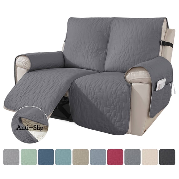 Lavish Cover Luxe Waterproof & Non-Slip Recliner Chair Cover, Washable Funiture Protectors for Kids, Pets(2-Seater, Light Gray)