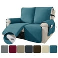 thumbnail image 1 of Lavish Cover 100% Waterproof Recliner Loveseat Cover, 2 Pieces Non-Slip Recliner Couch Slipcovers, Washable Furniture Protector with Pockets & Elastic Straps for Kids Pets, 2 Seaters, Peacock Blue, 1 of 8
