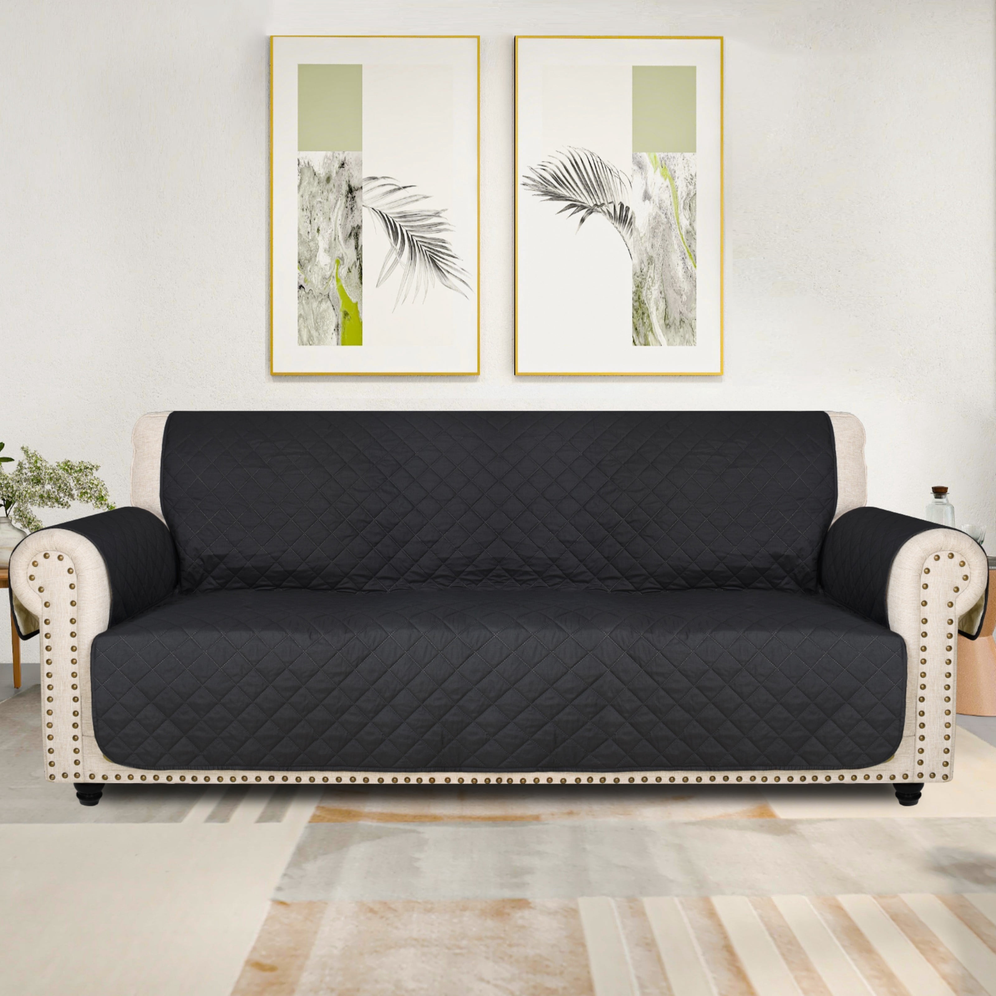 Lavish Cover Luxe Waterproof & Non-Slip Sofa Cover, Washable Funiture Protectors for Kids, Pets(3-Seater, Black)