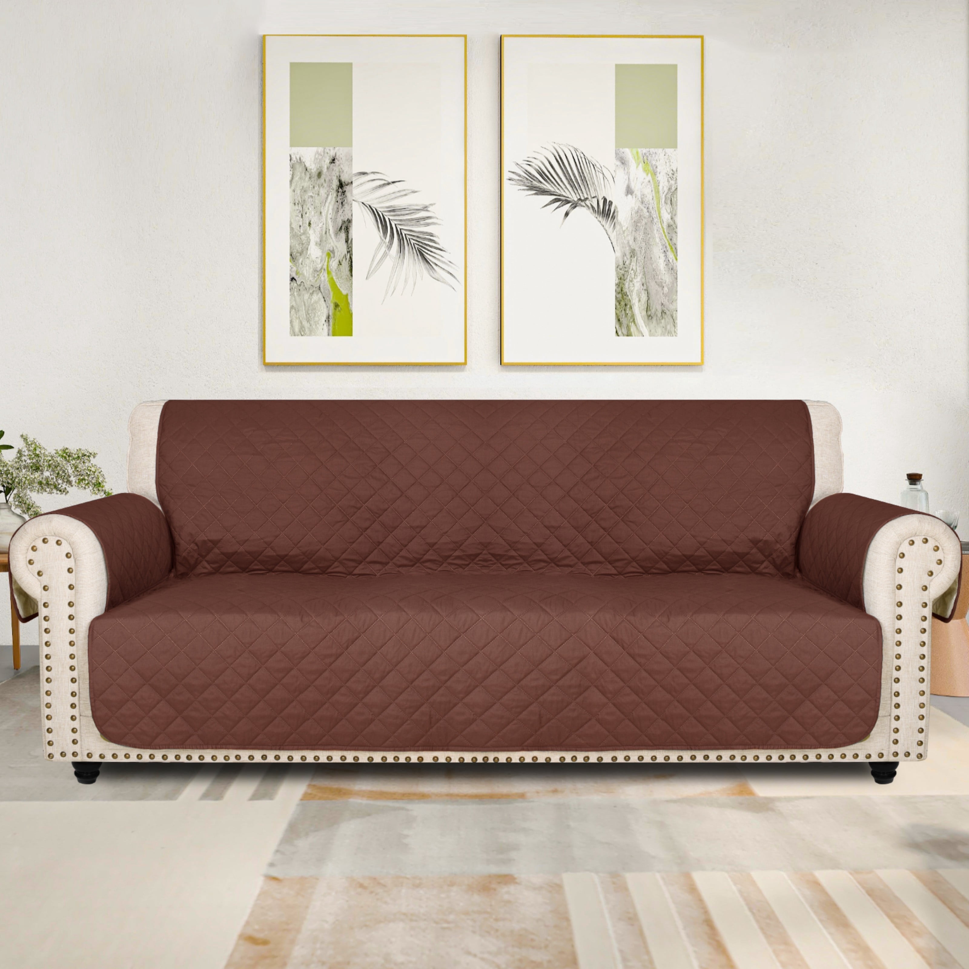 Lavish Cover Luxe Waterproof & Non-Slip Sofa Cover, Washable Funiture Protectors for Kids, Pets(3-Seater, Coffee)
