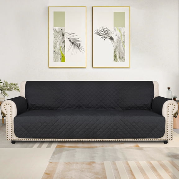 Lavish Cover Luxe Waterproof & Non-Slip Sofa Cover, Washable Funiture Protectors for Kids, Pets(4-Seater, Black)