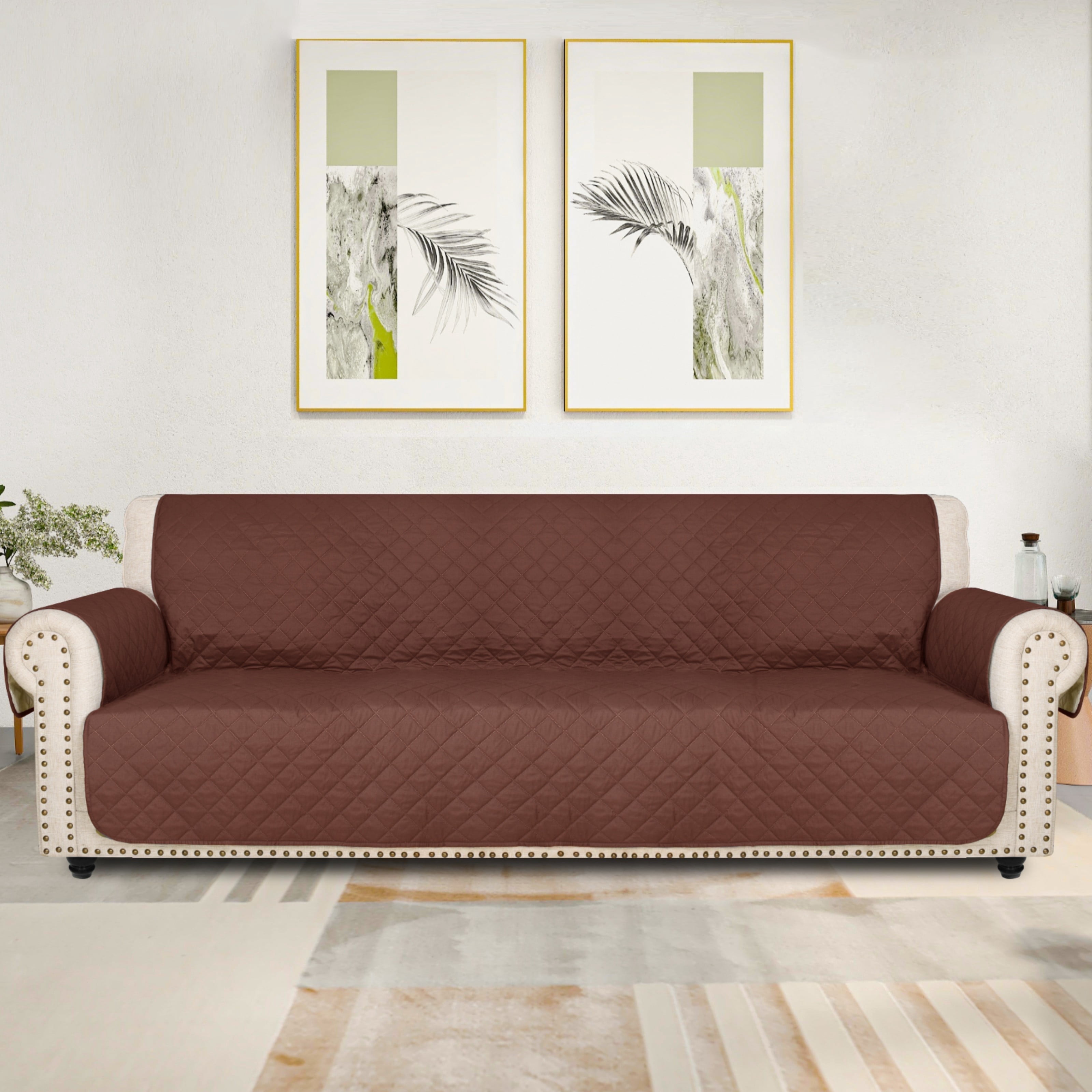 Lavish Cover Luxe Waterproof & Non-Slip Sofa Cover, Washable Funiture Protectors for Kids, Pets(4-Seater, Coffee)