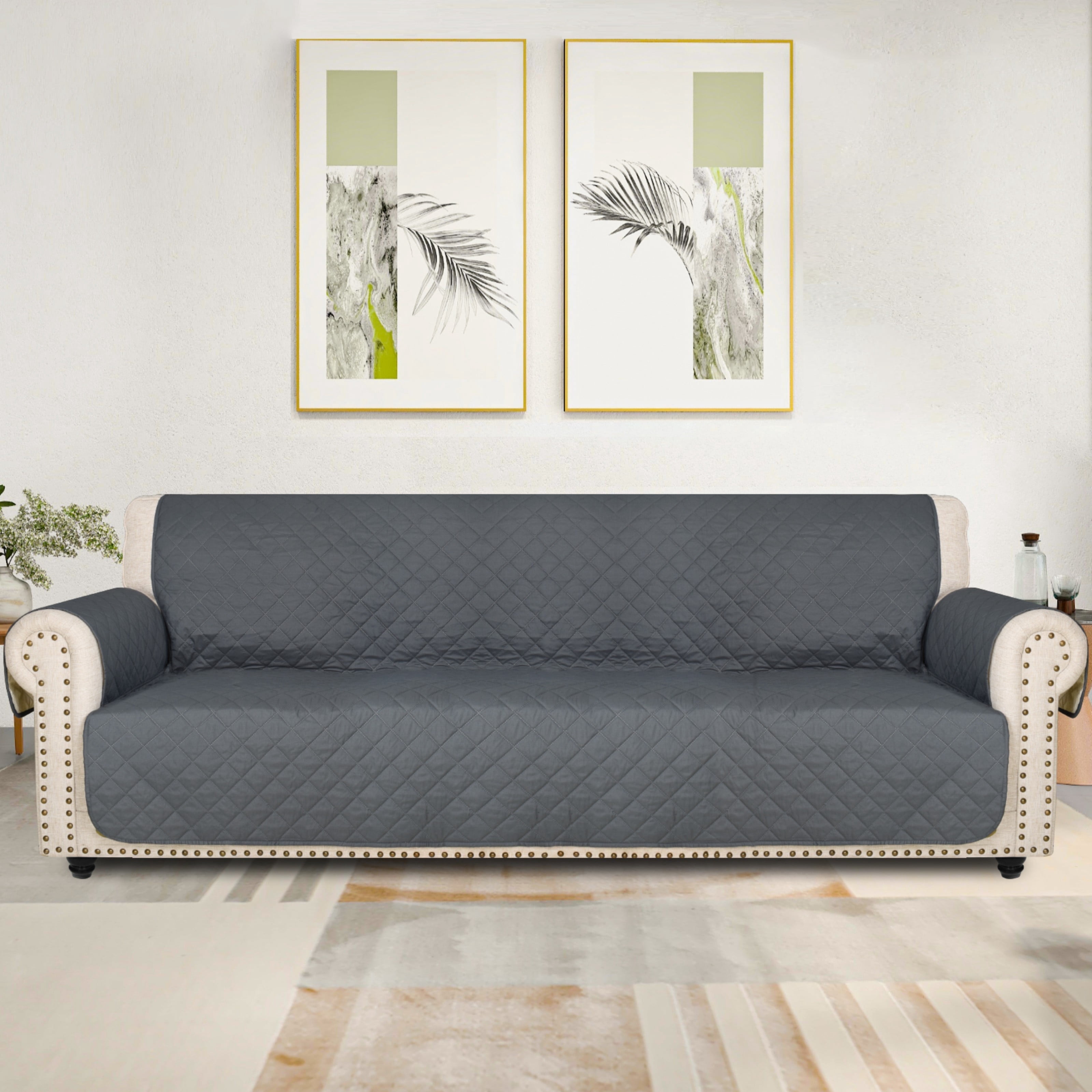 Lavish Cover Luxe Waterproof & Non-Slip Sofa Cover, Washable Funiture Protectors for Kids, Pets(4-Seater, Dark Gray)