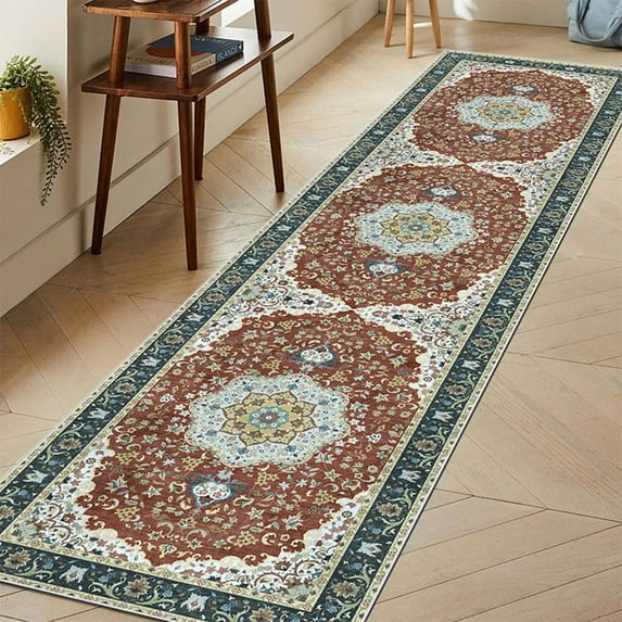 Lavish Cover Luxurious 2'x8' Ultra Soft & Non-Slip Area Rugs, Washable Retro-Style Carpets for Home, Office(Red, Blue/Multi)