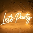 thumbnail image 1 of UPONRAY Let's Party Neon Signs, 16.5"*6.9" Dimmable & USB-Powered LED Neon Light, Stylish Wall Decor for Bar, Club, Wedding, Engagement Party, Birthday Party, 1 of 11