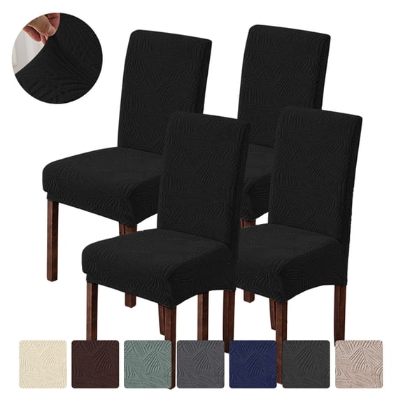 Lavish Cover 4 Pack Chair Covers for Dining Room, Black Stretchable Universal Dining Chair Slipcovers with Backrest, Soft Washable Kitchen Chair Protector