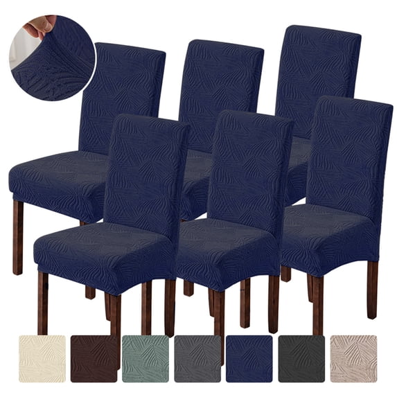 Lavish Cover 6 Pack Chair Covers for Dining Room, Navy Blue Stretchable Universal Dining Chair Slipcovers with Backrest, Soft Washable Kitchen Chair Protector