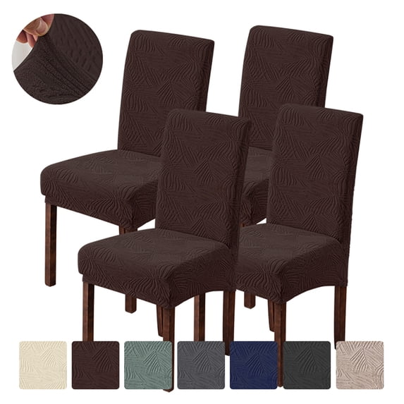 Lavish Cover 4 Pack Chair Covers for Dining Room, Dark Coffee Stretchable Universal Dining Chair Slipcovers with Backrest, Soft Washable Kitchen Chair Protector