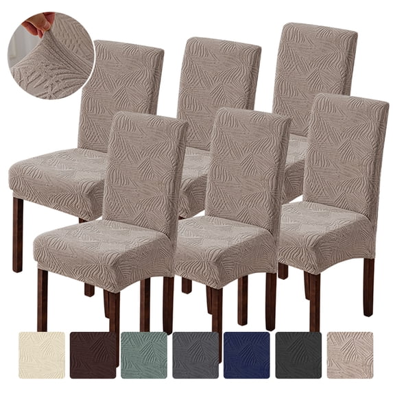 Lavish Cover 6 Pack Chair Covers for Dining Room, Gray Brown Stretchable Universal Dining Chair Slipcovers with Backrest, Soft Washable Kitchen Chair Protector