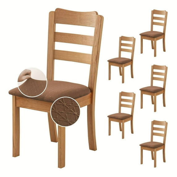 Lavish Cover Premium Waterproof Non-Slip Dining Chair Cushion Covers, Washable Furniture Protector for Kids, Pets(Brown, 6 Packs)