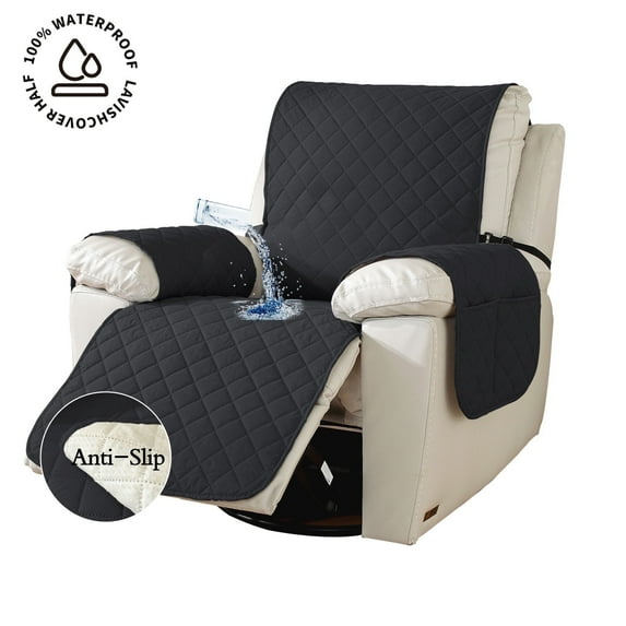 Y YUNHSOM Recliner Chair Covers with Nonslip Waterproof Layer - Machine Washable Furniture Protectors for Pet-Friendly Homes(23 In, Black)