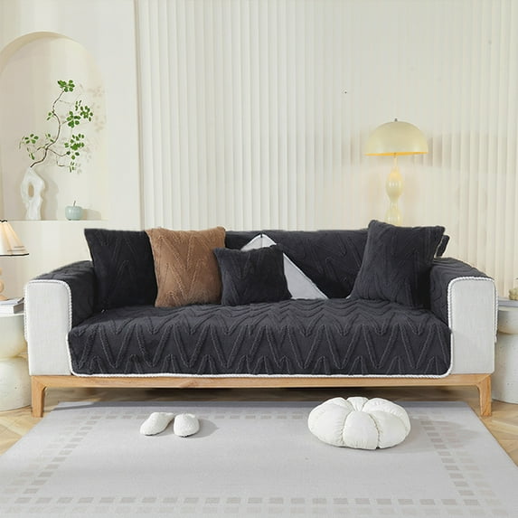 Lavish Cover Strech Sofa Cover, 1 Piece Non-Slip Couch Slipcovers, Machine Washable Furniture Protector for Kids Pets, 35.4 in * 63 in, Black