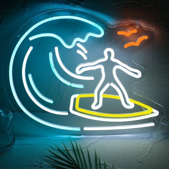 Y YUNHSOM Surfing Neon Sign, USB Power Dimmable LED Neon Sign for Wall Decor, Bedroom Bar Party Men Cave and Beach Decoration (15.7 * 12.5 inches)
