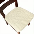 thumbnail image 1 of Lavish Cover Stretch Chair Seat Cover, Elastic Removable Dining Chair Cushion Slipcover, Beige Jacquard Textured, 4 Pack, 1 of 7