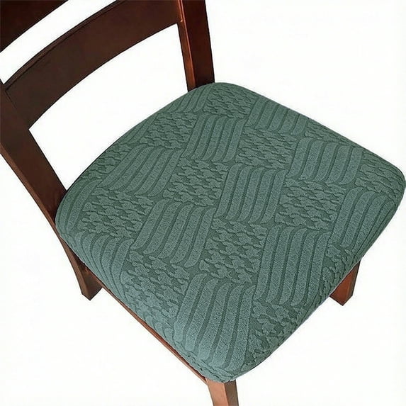 Lavish Cover Stretch Chair Seat Cover, Elastic Removable Dining Chair Cushion Slipcover, Gray Green Jacquard Textured, 6 Pack