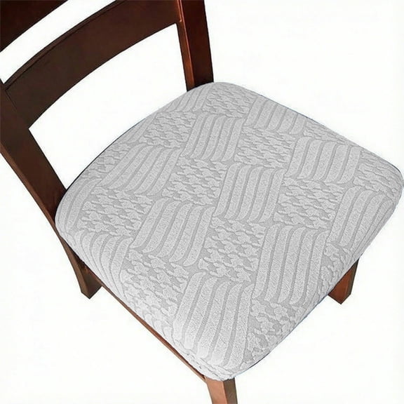 Lavish Cover 4 Pack Chair Seat Covers for Dining Room Chairs, Light Gray Stretchable Washable Dining Chair Slipcovers, Soft Removable Cushion Protector with Elastic Band