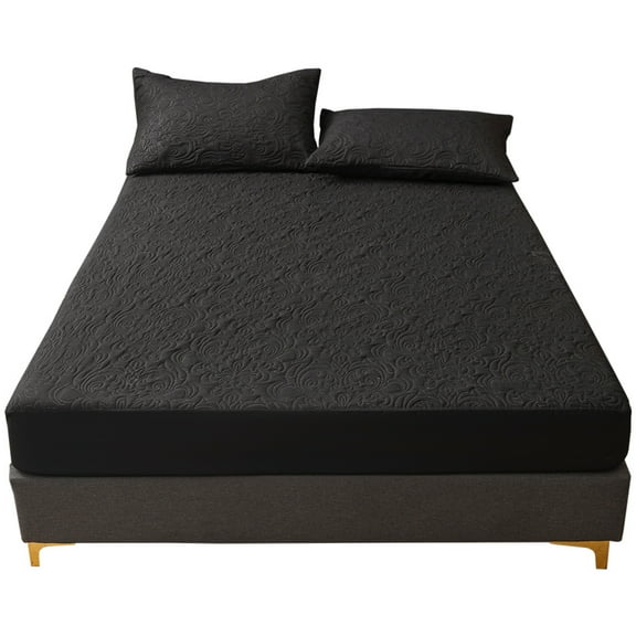 Lavish Cover Ultra Soft Waterproof Fitted Sheet, Machine Washable Mattress Cover for Home Hotel, Queen, Black(No pillowcases)