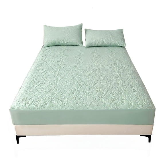 Lavish Cover Ultra Soft Waterproof Fitted Sheet, Machine Washable Mattress Cover for Home Hotel, Twin, Light Green(No pillowcases)
