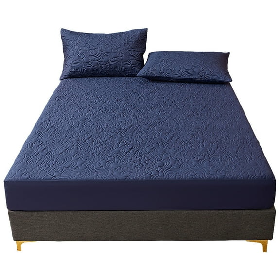 Lavish Cover Ultra Soft Waterproof Fitted Sheet with 2 Pillowcases, Washable Mattress Covers and Pillow Covers for Home Hotel, Twin, Dark Blue