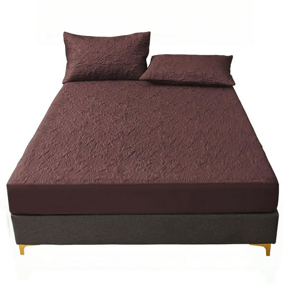 Lavish Cover Ultra Soft Waterproof Fitted Sheet with 2 Pillowcases, Washable Mattress Covers and Pillow Covers for Home Hotel, Twin, Dark Coffee