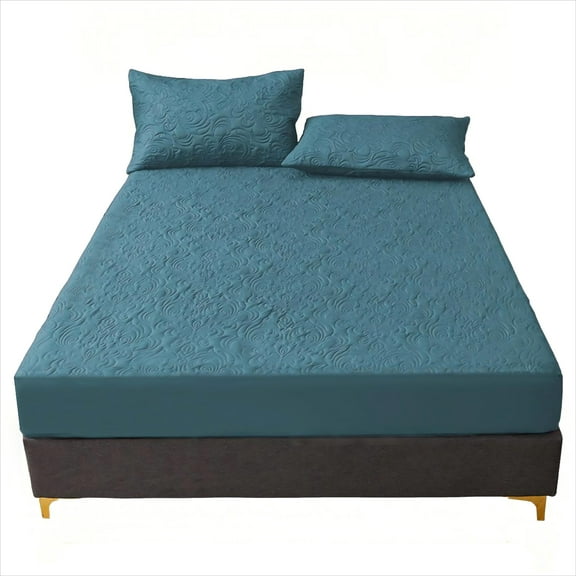 Lavish Cover Ultra Soft Waterproof Fitted Sheet with 2 Pillowcases, Washable Mattress Covers and Pillow Covers for Home Hotel, Twin, Dark Green
