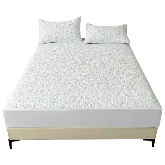 Lavish Cover Ultra Soft Waterproof Fitted Sheet with 2 Pillowcases, Washable Mattress Covers and Pillow Covers for Home Hotel, Twin, White