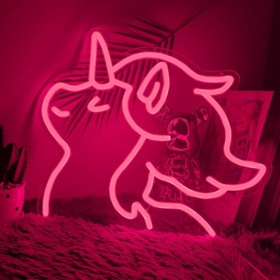 Y YUNHSOM Unicorn Neon Light, Cute Unicorn USB Power LED Light Sign for Girls Room, Birthday Christmas Gift, Wedding, Party Wall Decor(14.2" x 12.3")