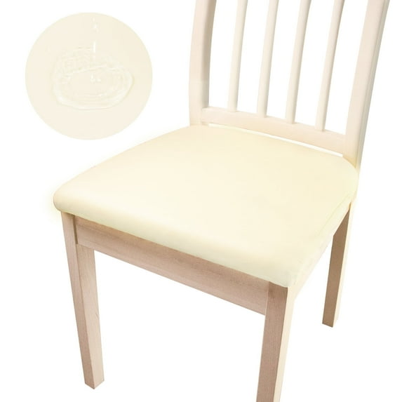 Y YUNHSOM Waterproof PU Leather Dining Chair Seat Covers, Stable Washable Slipcovers Chair Protectors for Home, Kitchen, Office (Cream,6 Pcs)
