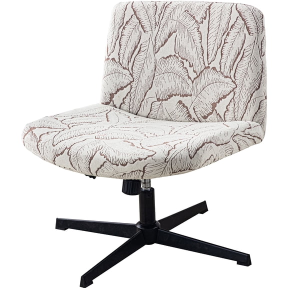 Y YUNHSOM Waterproof Palm Leaf Criss Cross Chair Cover, High-Stretch Flocked Fabric, Armless Office & Desk Chair Protector Against Stains and Wear(Khaki,Palm Leaf)