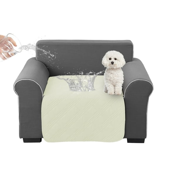 Y YUNHSOM Waterproof Couch Cover Washable Slipcover Reversible Furniture Protector No Armrests and Backrests Non-Slip(1 Seat, Beige)